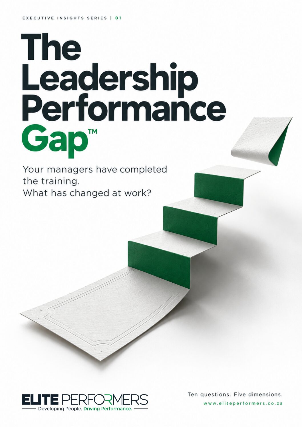 The Leadership Performance Gap executive guide with the approved staircase cover